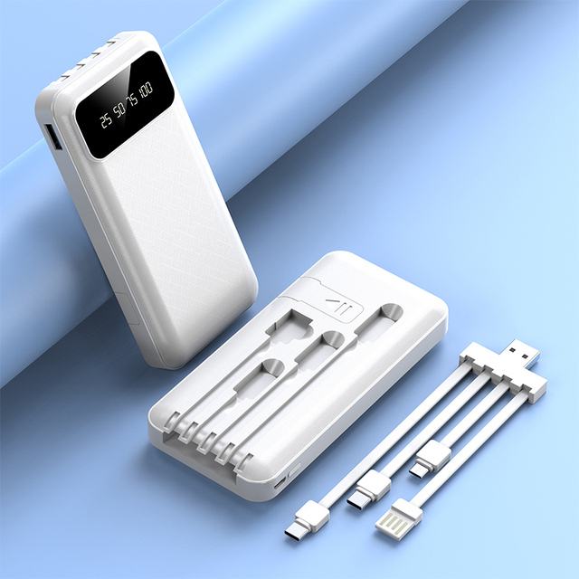 Hot Selling Product OEM LOGO Power Bank 10000mAh Real Capacity Built-in Cable LED Display Portable Power Station