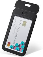 Porte-badge coulissant YDS, étui rigide en plastique noir vertical pour cartes, protège-cartes, pochette de rangement