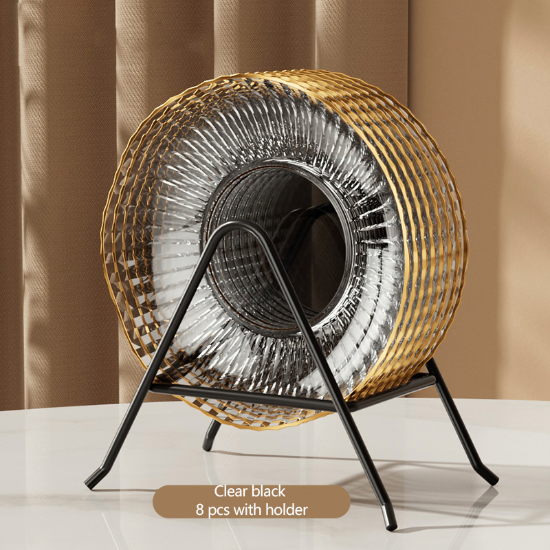 Clear black 8pcs with stand