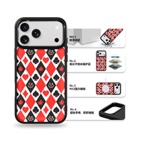 Coque de téléphone AG Feeling Black Edge avec motif poker doré pour iPhone 17, 17 Pro Max, 16 Pro, 15 – Coque magnétique