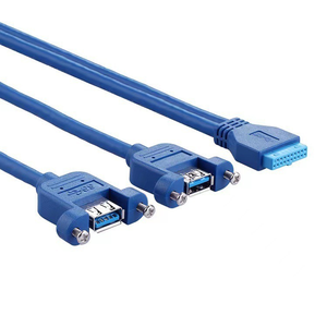 <span class=keywords><strong>Cable</strong></span> de extensión interno de 20 pines para placa base con doble <span class=keywords><strong>USB</strong></span> <span class=keywords><strong>3.0</strong></span>, montaje en panel, blindaje de PVC y lámina de aluminio, con orejetas de tornillo - Product Image 2