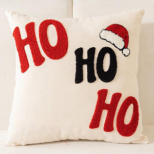 Capa de Almofada Personalizada de Natal Bordada em Algodão Vermelho com Floco de Neve, 18 * 18 Polegadas - Product Image 2