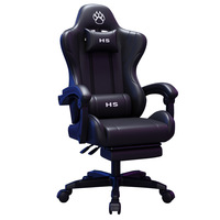 Chaise de jeu e-sport ergonomique avec revêtement en cuir, hauteur réglable, accoudoirs rotatifs, design de luxe léger