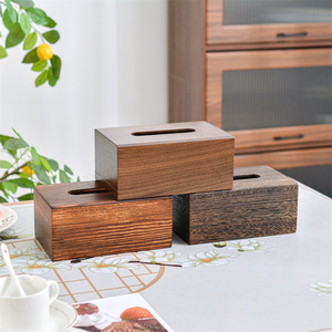 Caja de pañuelos de madera maciza de Paulownia con acabado de carbón, hecha a mano, impermeable, para uso en el hogar y sala de estar - Product Image 2