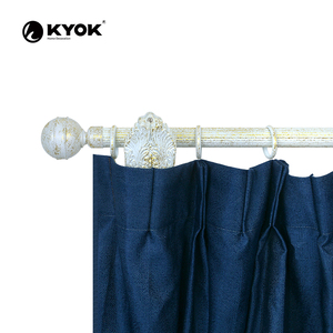 KYOK Premium Ornate <strong>Curtain</strong> <strong>Pole</strong> - Fluted Rod with <strong>Cream</strong> &amp; Gold Antique Finish - Product Image 5