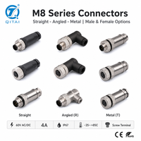 Connecteur circulaire M8 série 3 4 broches M8 mâle femelle droit ou à angle droit avec bornes à vis IP67 étanche 4A 60V plastique métal