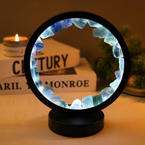 โคมไฟฟลูออไรต์แอเมทิสต์คริสตัลดิบไฟ LED สำหรับกลางคืนสำหรับห้องนอน - Product Image 2