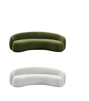 Ensemble de canapés d'angle en velours blanc pour salon moderne, canapé de détente combiné en forme de croissant incurvé de luxe