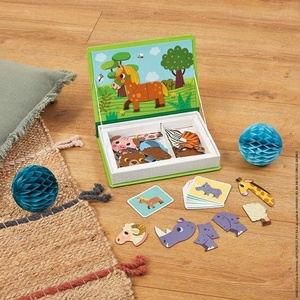 Jouets d'apprentissage préscolaire de conception personnalisée Casse-tête magnétique d'<span class=keywords><strong>animaux</strong></span> créatifs à faire soi-même Casse-tête de livre pour enfants - Product Image 6