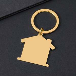 Nouveautés Porte-clés vierges personnalisables en acier inoxydable en forme de maison, marquage laser - Product Image 3