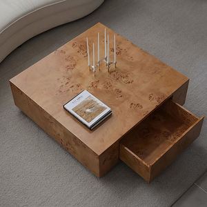 Mesa de Centro Redonda de Madera Maciza Estilo Americano Tradicional con Color Personalizable para Muebles de Sala - Product Image 4