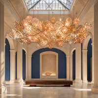 Lustre artisanal sur mesure, moderne, pour hall d'hôtel, villa, salon, luxe, verre, LED, décoratif, éclairage