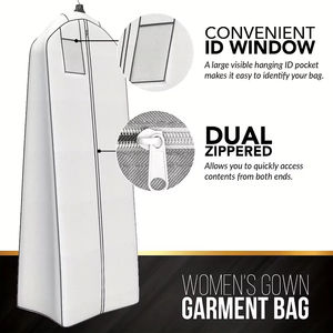 <span class=keywords><strong>Housse</strong></span> de rangement pour robe de mariée longue personnalisée avec logo, sac de protection pour vêtements en non-tissé avec fenêtre transparente - Product Image 5