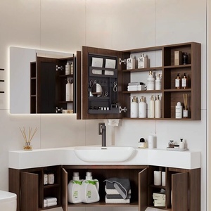 Mid ancient style <b>corner</b> personalized small-sized ceramic basin <b>corner</b> triangular bathroom cabinet - Product Image 5