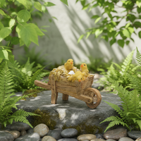 Animales de jardín de hadas en miniatura Carretilla y pollitos Adornos de jardín de hadas en miniatura Accesorios de animales para la decoración de la puerta