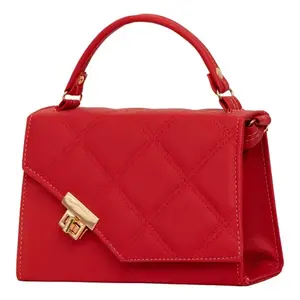Bolso Bandolera Rojo Fana con Diseño de Diamantes, Cierre de Hebilla, Piel Sintética, para Mujer, Uso Diario Otoño-Invierno - Product Image 3