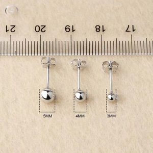 Yinruitai S925 Sterling <b>Silver</b> <b>Stud</b> Earrings 3mm 4mm 5mm Round Ball Geometric Everyday Wear - Product Image 2