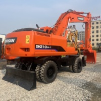 Excavatrice d'occasion d'origine coréenne Doosan DH210 DH210W-7, 21 tonnes, machine de terrassement hydraulique lourde sur roues, à vendre