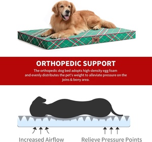 Ортопедическая лежанка для собак XL, для крупных собак, зимняя, водонепроницаемая, со съемным чехлом, в клетку, прямоугольная, на заказ - Product Image 3
