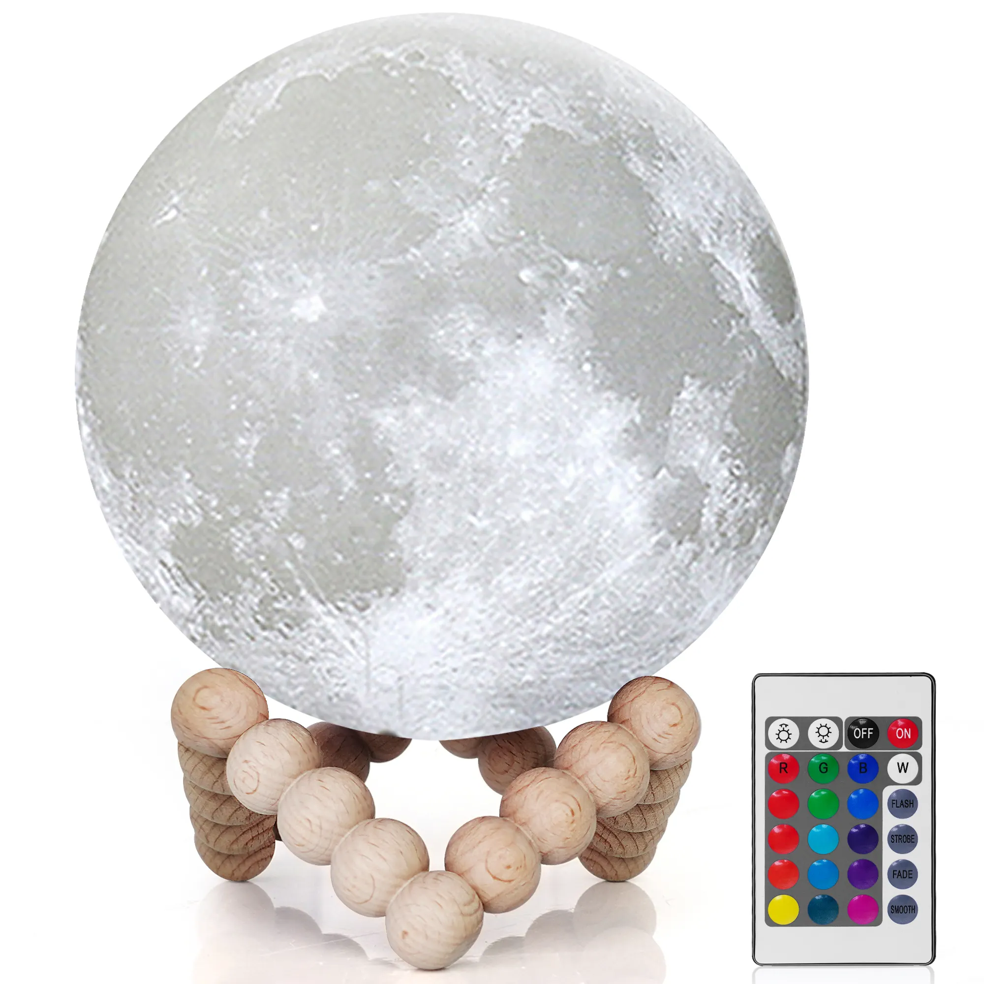 Amazon Hot Sales 16 Colors LED Moon Night Light Kids Bedrooms Decorative 3D Printing Moon Light Customised Luna Lamp Moon Lamp