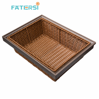 Nouveau 2026 FATERSI Meilleure Vente Accessoires de Penderie Domestique Panier de Rangement Coulissant Réglable en Aluminium et Rotin