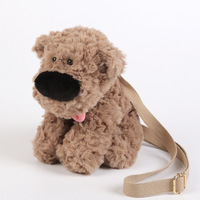 Sac à dos en peluche chien Bobova Big Nose brodé, en polyester et rembourré de coton PP, pour enfant, petite amie, cadeau d'anniversaire