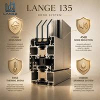 Porte coulissante extérieure LANGE NFRC USA résistante à l'eau avec double vitrage trempé et cadre en aluminium pour hall