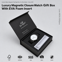 Boîte à montre magnétique personnalisée de luxe avec logo en feuille d'or, carton rigide pour marque horlogère, marché américain, nouveau design