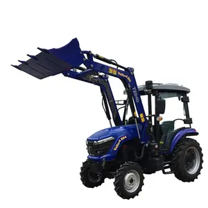 blue color China cheap price cabin model 25hp farm wheel tractors with front end loader