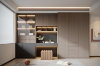 Armoire en bois au design moderne personnalisable Armoire de luxe en bois avec portes coulissantes et coiffeuse intégrée