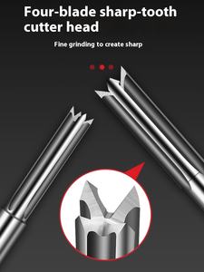 Serrure <span class=keywords><strong>de</strong></span> porte <span class=keywords><strong>en</strong></span> bois massif ouverture mortaise Tenon Cutter quatre tranchants <span class=keywords><strong>en</strong></span> alliage à dents pointues forets droits - Product Image 6