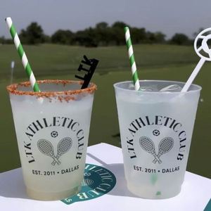 16 Oz Transparent Frosted <b>Cup</b>-Thickened Design for Milk Juice Holiday Party Use <b>Small</b> Quantities Available Custom - Product Image 1