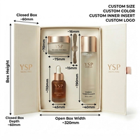 Boîte d'emballage cosmétique de luxe à double porte avec logo personnalisé, insert en papier imprimé, boîtes rigides pour coffrets cadeaux et présentations