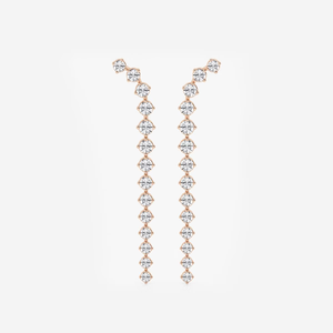 Boucles d'oreilles pendantes incurvées en diamant rond cultivé en laboratoire 2 carats, bijoux élégants et tendance pour femmes, design moderne et luxueux. - Product Image 2