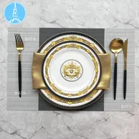 Luxury Golden Modello Rotondo da Pranzo di Casa Piatti In Porcellana Per La Cerimonia Nuziale di Evento Banchetto