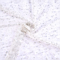 Tissu en maille brodée de sequins et de perles, écologique, 100% polyester, pour robes de mariée et décoration de vêtements