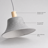 Lampes suspendues en feutre qui absorbent l'écho de la pièce et atténuent le bruit, pour une ambiance plus calme et plus silencieuse dans les salles à manger, les bureaux et les halls.