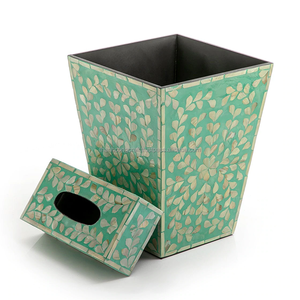 Papelera de madera para madre de perla con servilleta, cubo de basura, polvo - Product Image 3