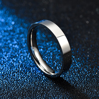 Bague minimaliste en acier inoxydable, anneau classique poli, en stock, vente en gros, bijoux de mode unisexe