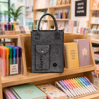 Sac fourre-tout en feutre A4 avec motif lettres, poignée ouverte, pliable, pour l'étude, le quotidien et l'extérieur