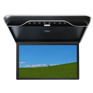 Monitor Flip-Down Dudukan Atap Van Bus Bermotor 19 Inci untuk Sistem Hiburan Mobil Video FHD Play Overhead TV dengan Output Audio