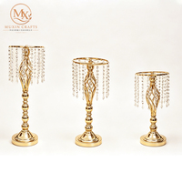 Support de fleurs en métal plaqué or et argent, centre de table octogonal pour banquets et mariages, avec perles pendantes – Grande Vente