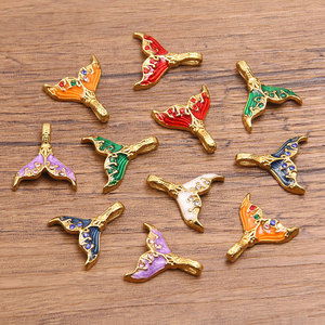 Pendentifs en émail en forme de queue de baleine et de poisson en acier inoxydable 316L plaqué or 14k 18k, anti-ternissement, pour la fabrication de colliers, bracelets et bijoux - Product Image 1