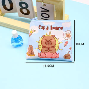 Adorable petit portefeuille pliable pour enfants en PU à imprimé animal Kapibara avec sac de rangement pour écouteurs et fermeture à bande élastique - Product Image 3