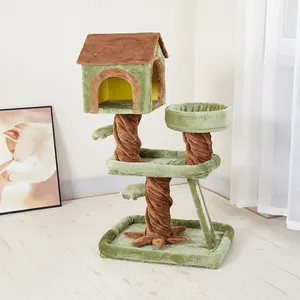 Planta de simulación de árbol para gatos, muebles para gatos, fabricante al por mayor, árbol personalizado, paquete de cartón de peluche multicapa, juguete para gatos