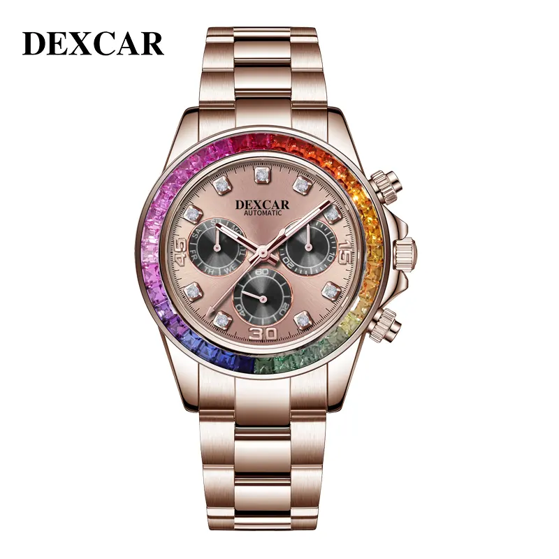 DEXCAR DESIGN 2024 NEWラグジュアリーメンズメカニカル腕時計ステンレススチール防水30mスポーツ腕時計