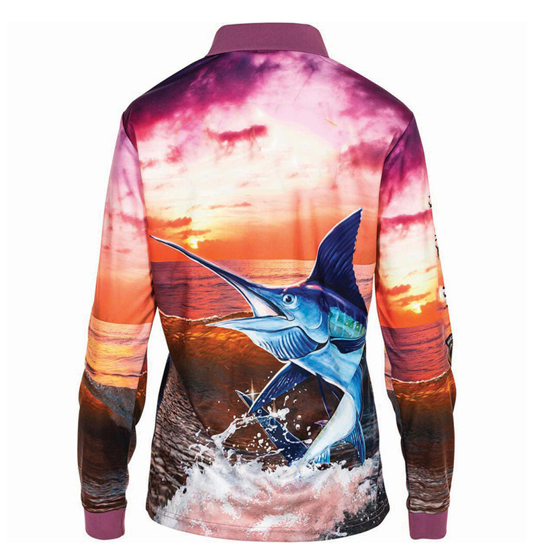 2020 New Arrival Recycled Customize Sublimation UV Long Sleeve Fishing Shirt Flexible Comfortable Zipper Women Fishing Shirt