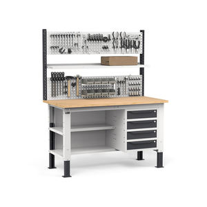 Fami WORK1530 établi réglable 150cm, plateau en bois, 4 tiroirs, demi-plan et paroi perforée - Product Image 3