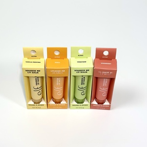 Baume à lèvres hydratant et réparateur végétalien en tube, aux couleurs variées, saveur pêche et fraise, en stock - Product Image 2