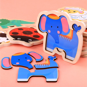 Puzzle in legno <span class=keywords><strong>Montessori</strong></span> animale 3D del fumetto educativo personalizzato per i più piccoli - Product Image 2